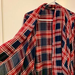 Flannel Poncho 3/4 Sleeve